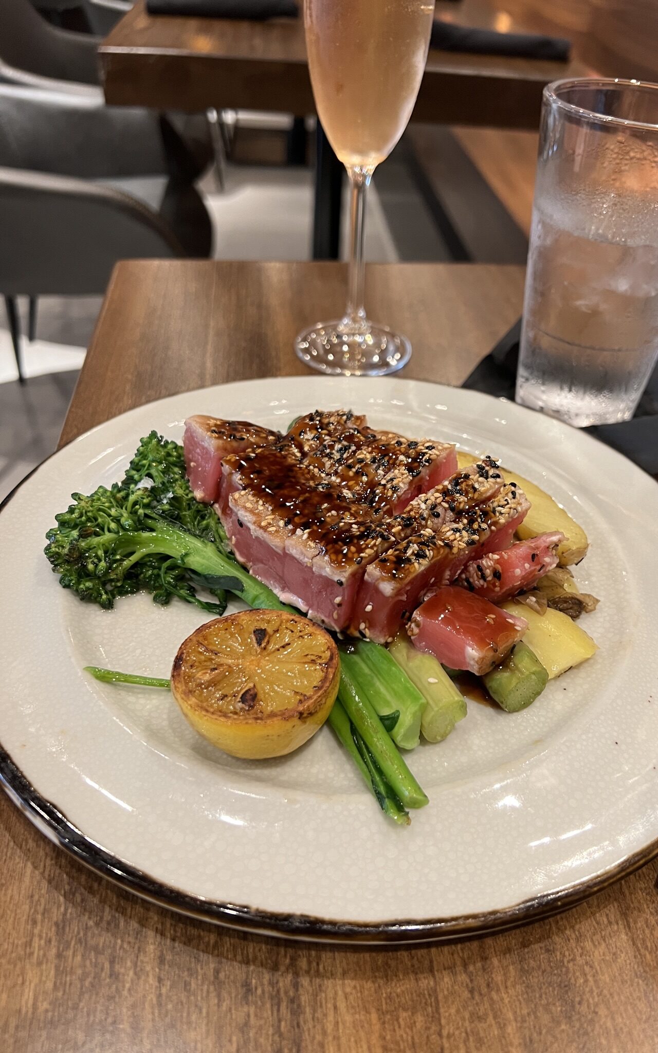 Flight Restaurant and Wine Bar signature dishes Elk Tenderloin, Seafood Flight, Steak Flight, Boursin Stuffed Filet.